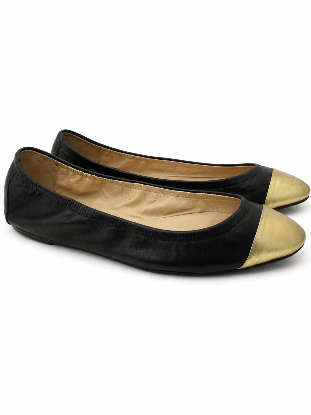 Loeffler Randall Grier Black with Gold Toe Calf-Skin ballet Flat size 7.5 NWOB